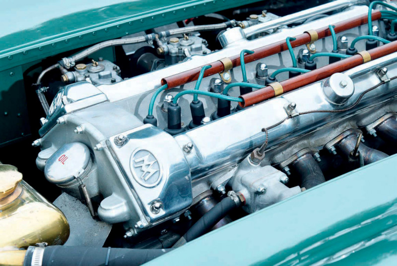 Modern re-creation of a 1957 Aston Martin DBR2 racing car - engine